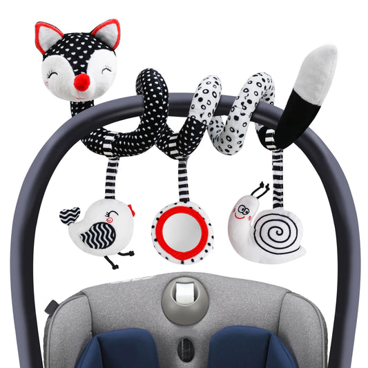 Black & White Baby Carseat Toy Rattle Spiral