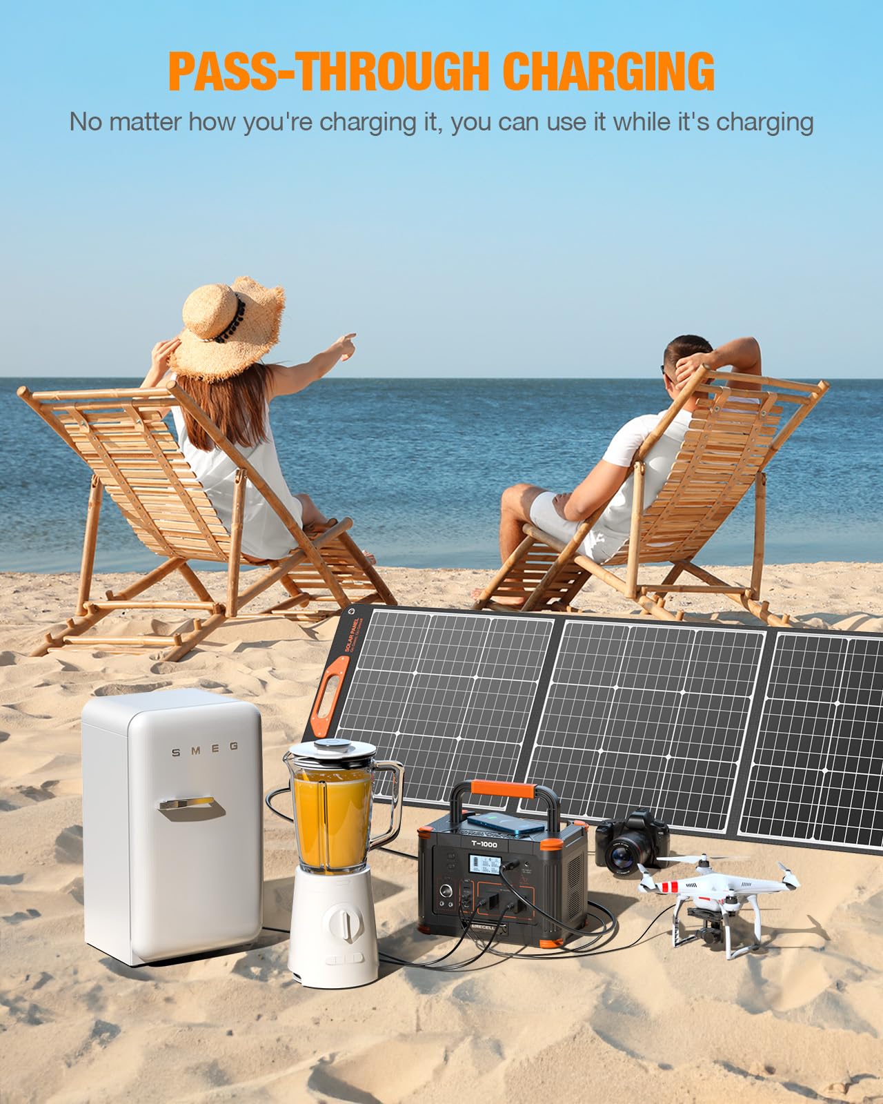 1000W GRECELL Portable Solar Generator with AC Outlet