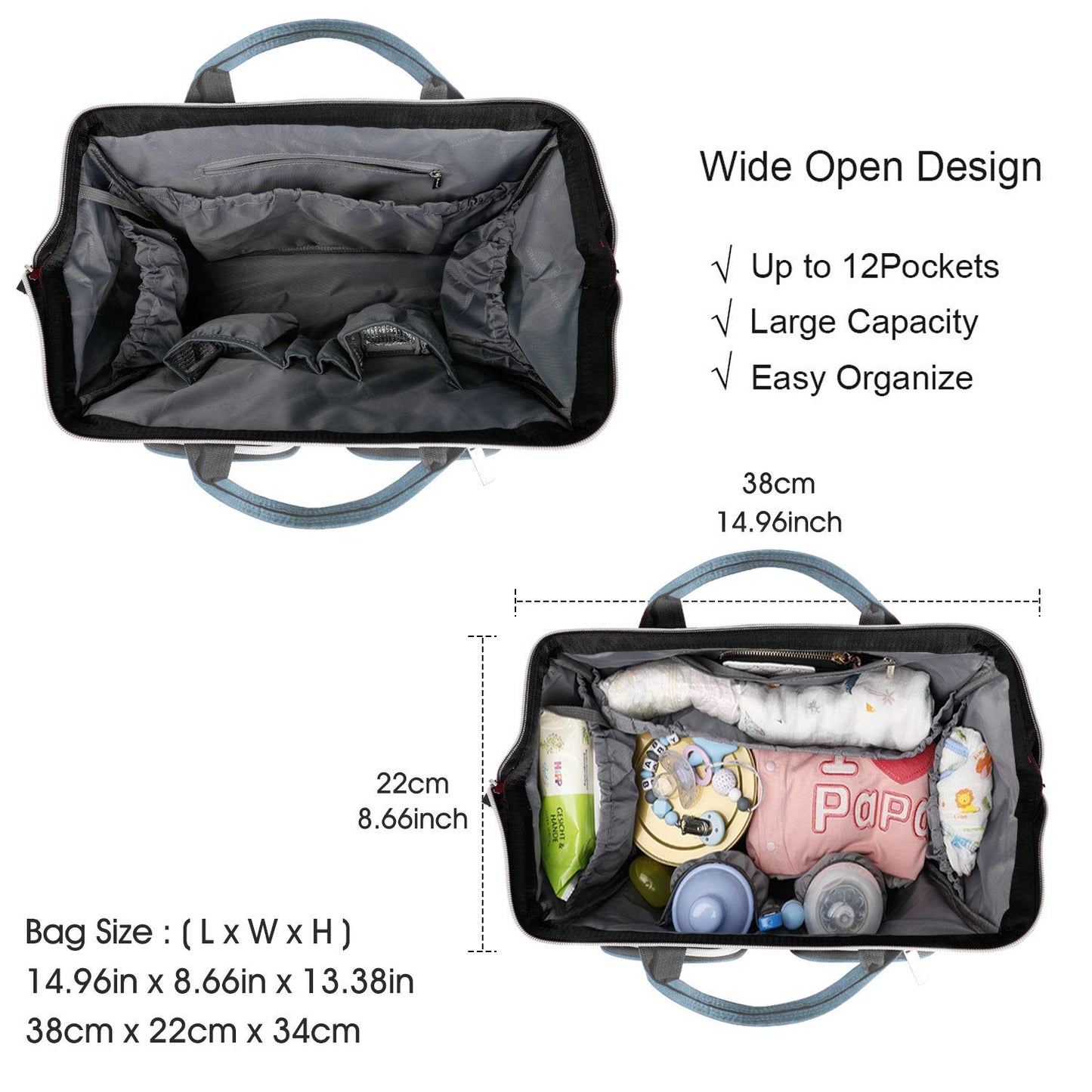 Diaper Bag Backpack with Changing Pad & Straps