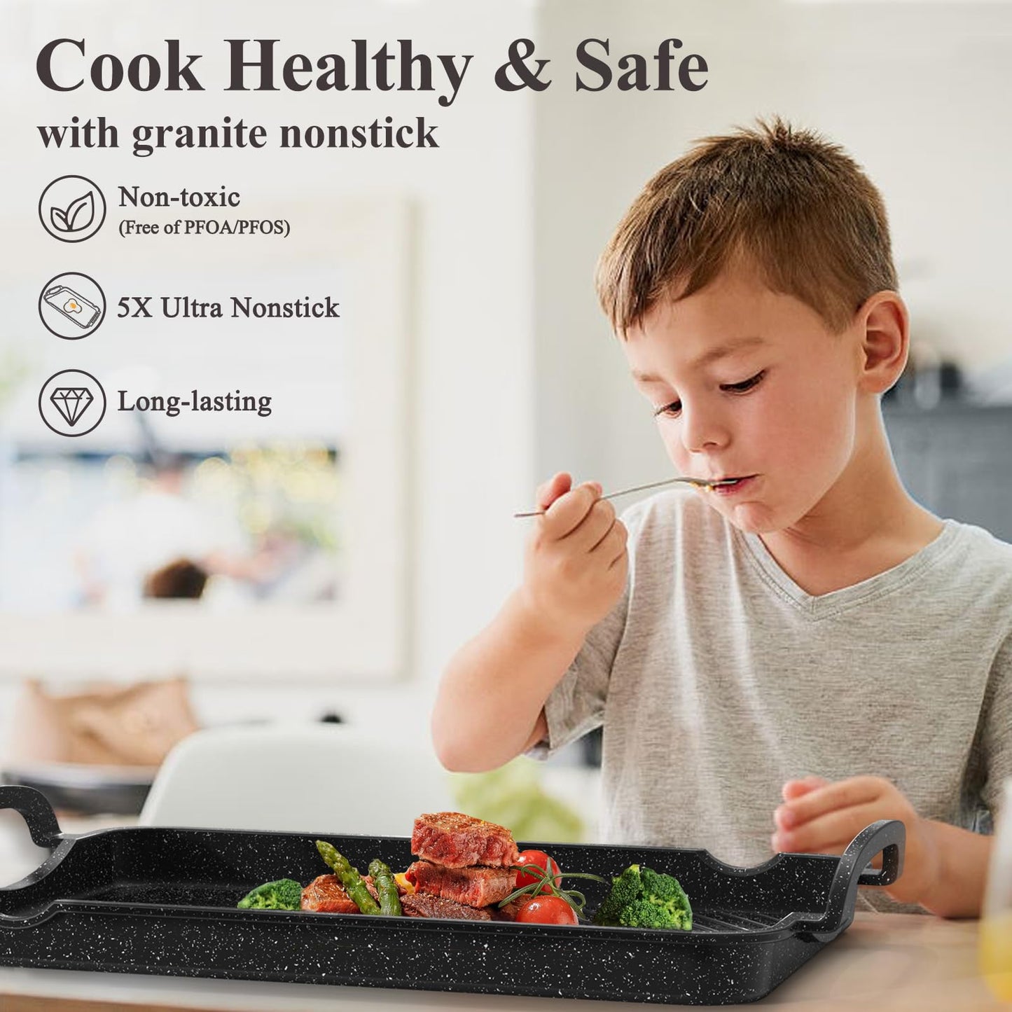 Nonstick Double Burner Griddle Pan for Cooking