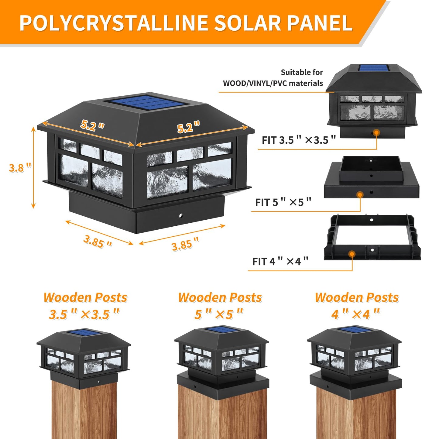 2 Pack Solar Post Cap Lights for Outdoor Decor