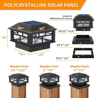 2 Pack Solar Post Cap Lights for Outdoor Decor