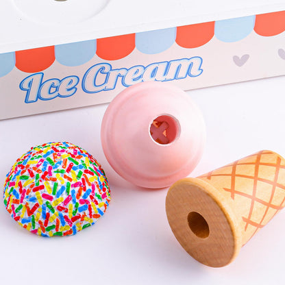 Wooden Ice Cream Counter Play Set for Kids