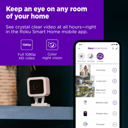 Roku Indoor Security Camera with Night Vision