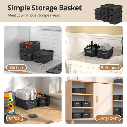 8-Pack Plastic Storage Bins for Organizing