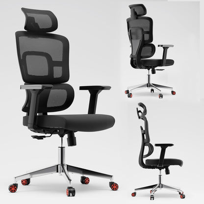 SICHY AGE Big and Tall Office Chair, Home Office Desk Chairs with Lumbar Support and Adjustable Headrest, Ergonomic High Back Office Chairs with Wheels for Work and Study, Black