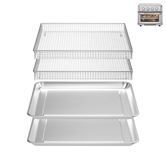 2 Pack Stainless Steel Air Fryer Basket & Tray