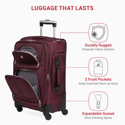 SwissGear Expandable 21-Inch Carry-On Luggage, Merlot