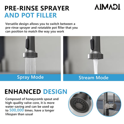 Kitchen Faucet with Sprayer AIMADI,Farmhouse High Arc Single Handle Spring Kitchen Sink Faucet Modern rv Stainless Steel Pull Down Kitchen Faucets,Grifos De Cocina