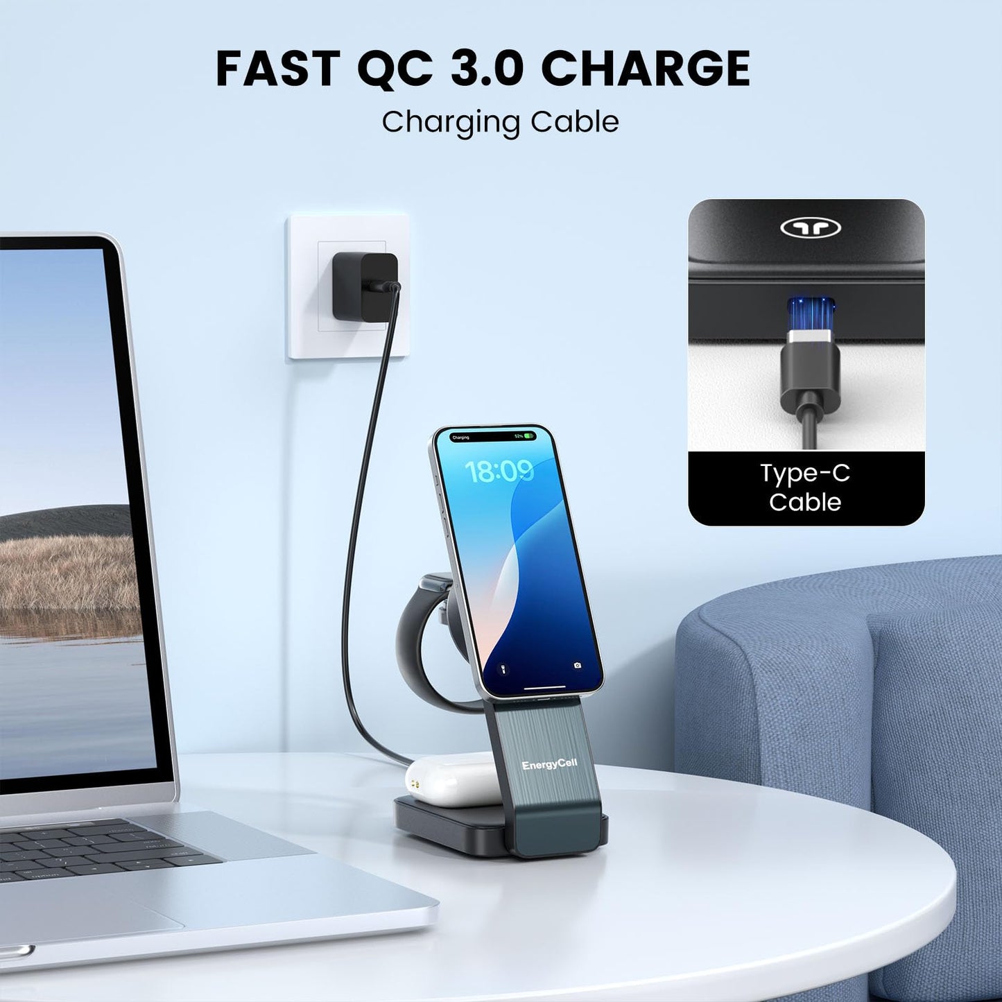 3-in-1 Wireless Charging Station for Apple Devices