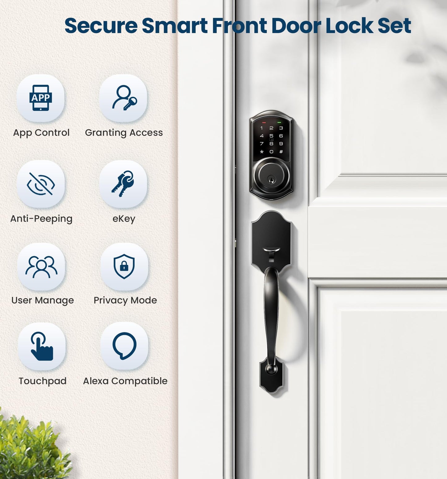 Smart Keyless Front Door Lock with Touchscreen