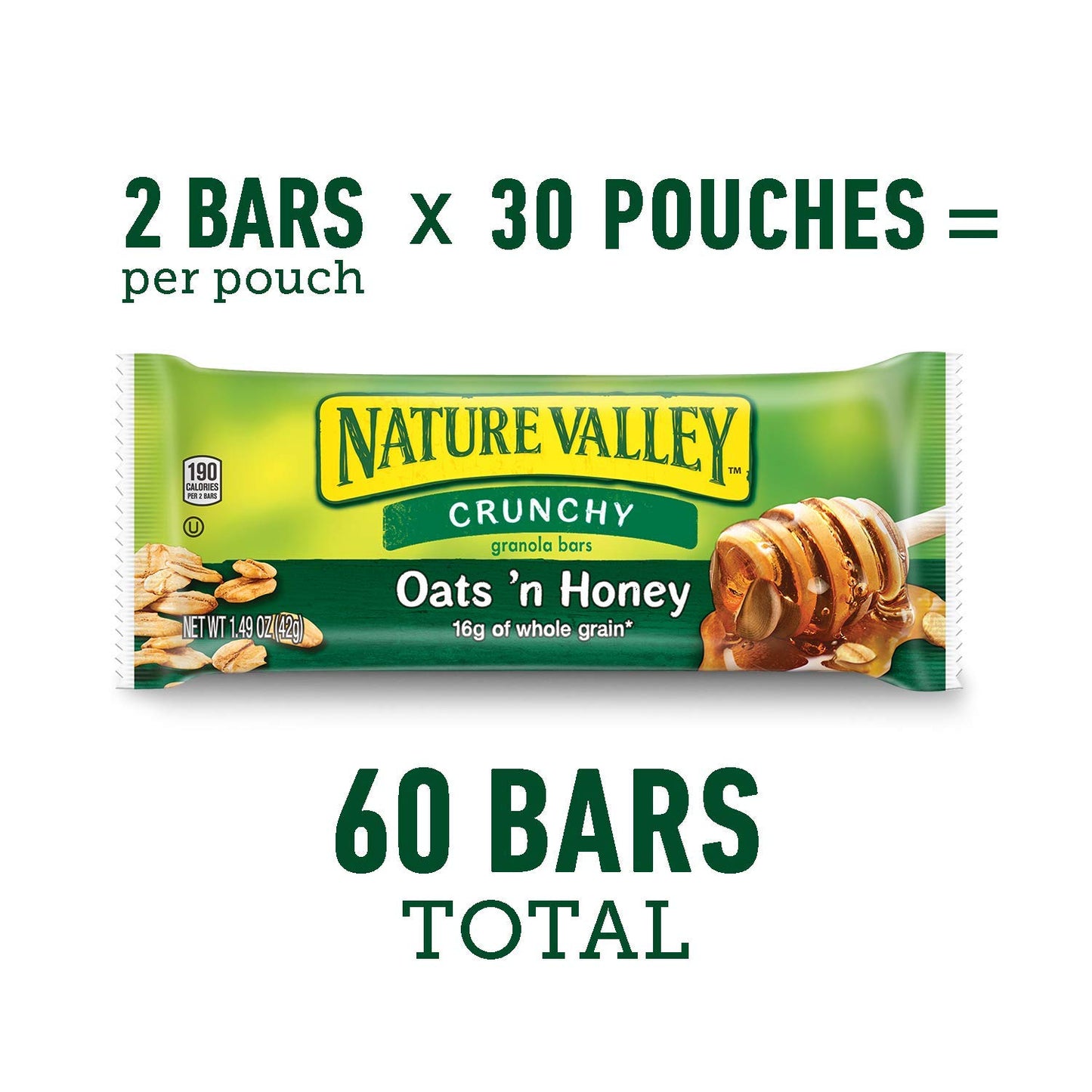 Nature Valley Oats 'n Honey Granola Bars, 60 Count