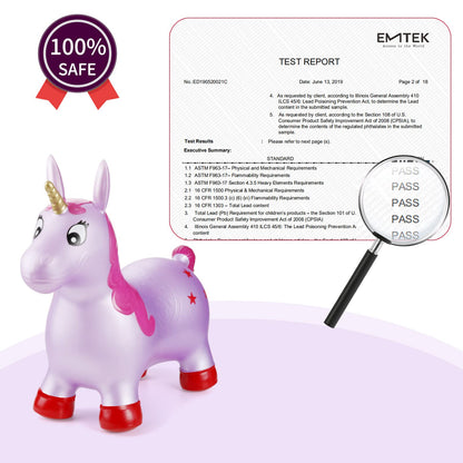 Bouncy Inflatable Unicorn Ride-on Toy for Kids