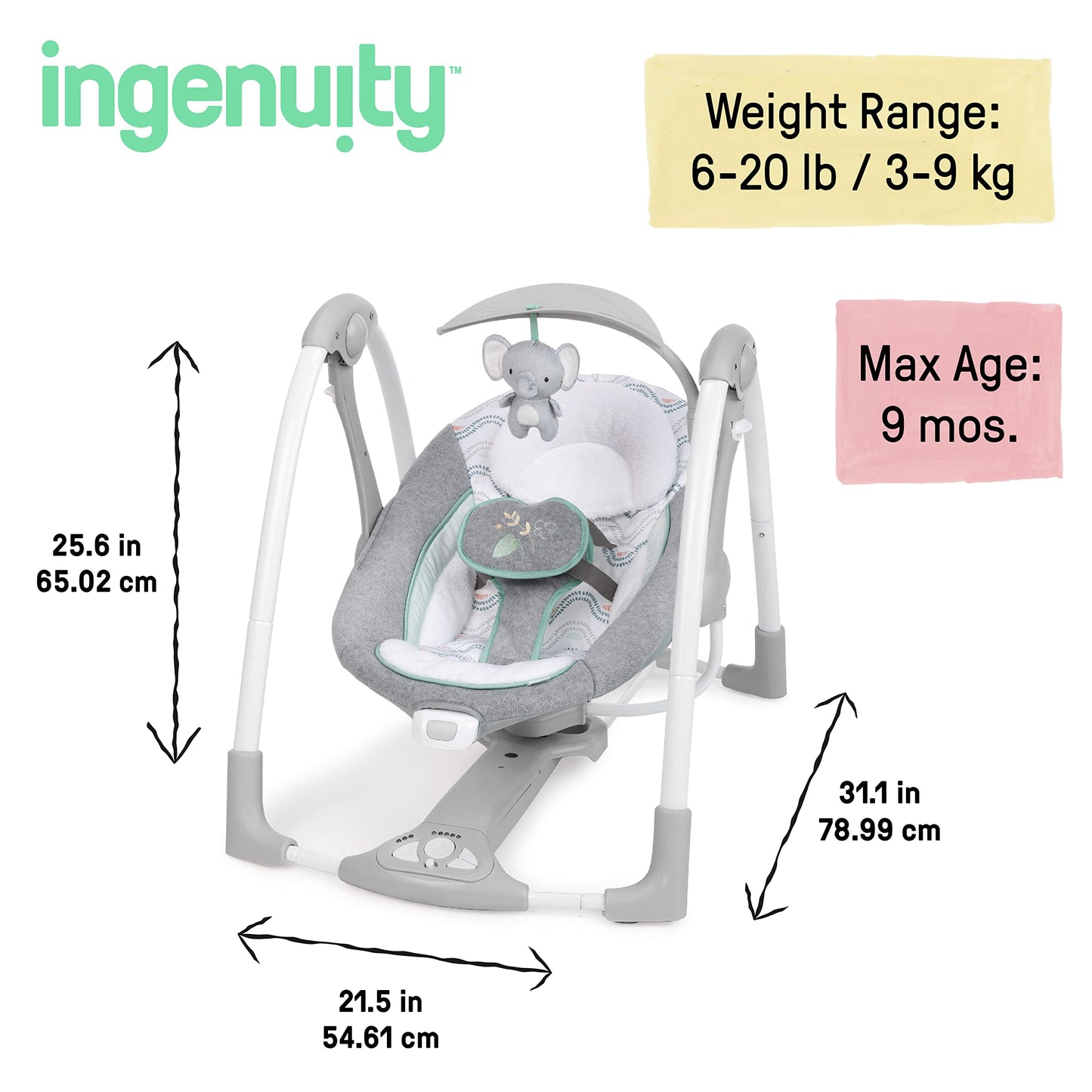 Ingenuity 2-in-1 Portable Baby Swing & Seat
