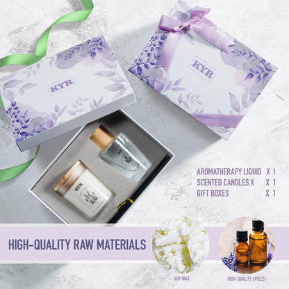 Gifts for Women - Scented Candles& Reed Diffusers for Home, Scent Fragrance Set for Bedroom Bathroom Home Décor(Lavender)