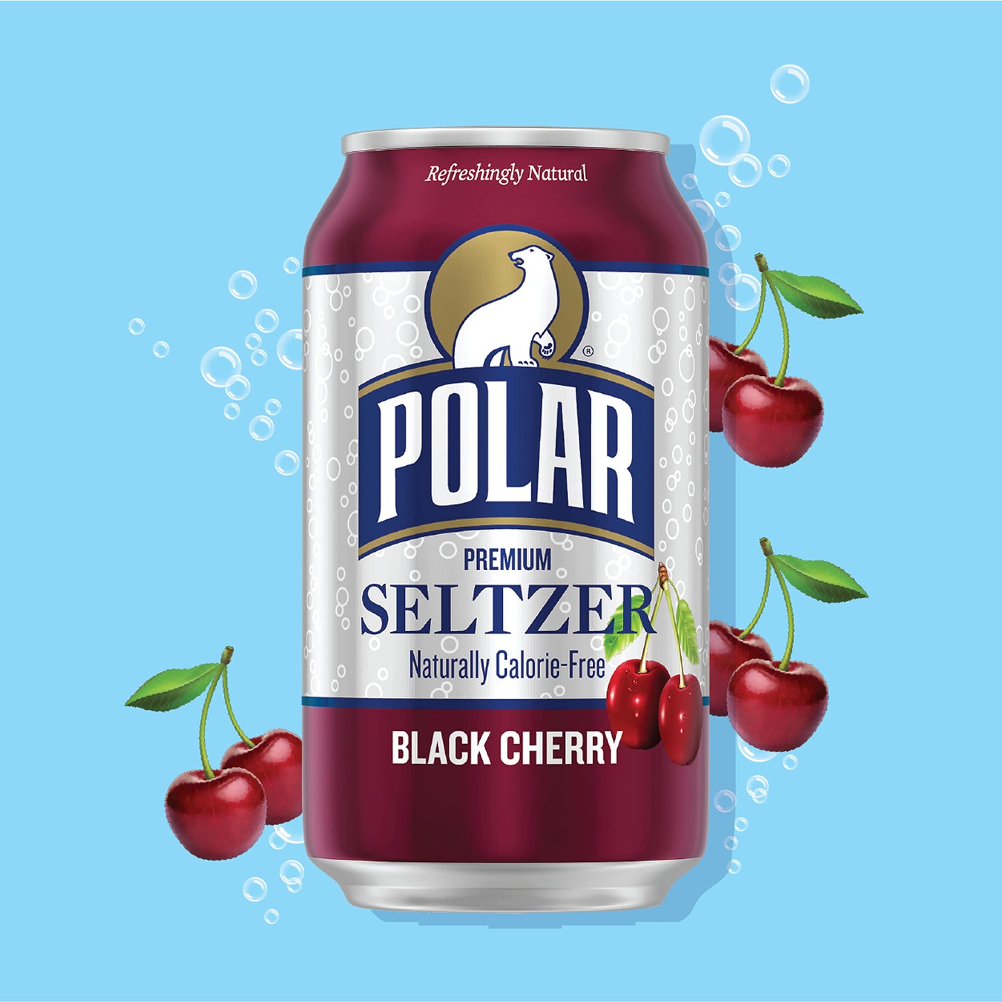 Polar Seltzer Water Black Cherry, 12 fl oz cans, 18 pack