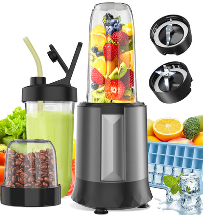 Compact 1300W Smoothie Blender with To-Go Cups