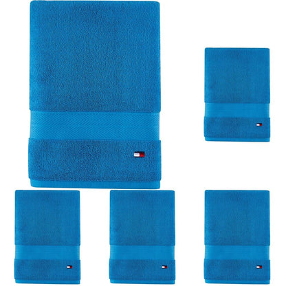 Tommy Hilfiger Solid Cotton Bath Towels, Pack of 5