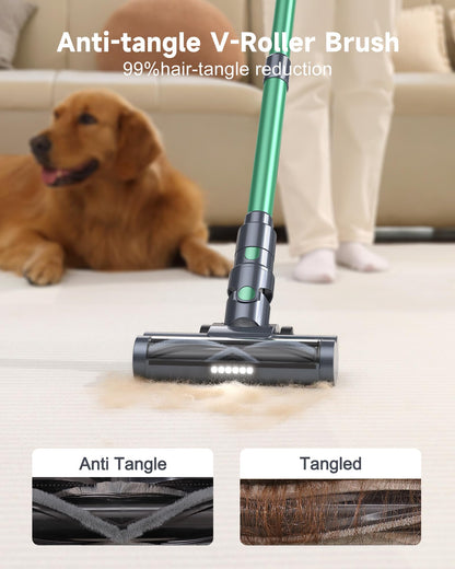 MIUZZY Cordless Vacuum Cleaner, 30Kpa Powerful Suction Vacuum with LED Display, 6 in 1 Stick Vacuum with 50 Min Runtime,Anti-Tangle Vacuum Cleaner for Carpet and Hard Floor Pet Hair…