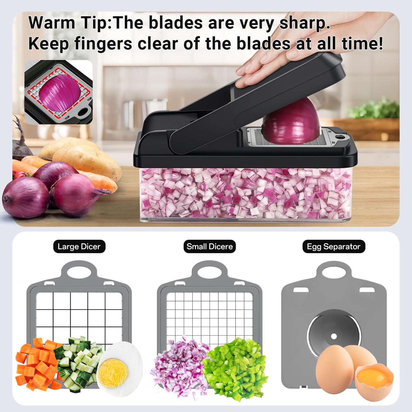 12-in-1 Vegetable Chopper with 7 Blades