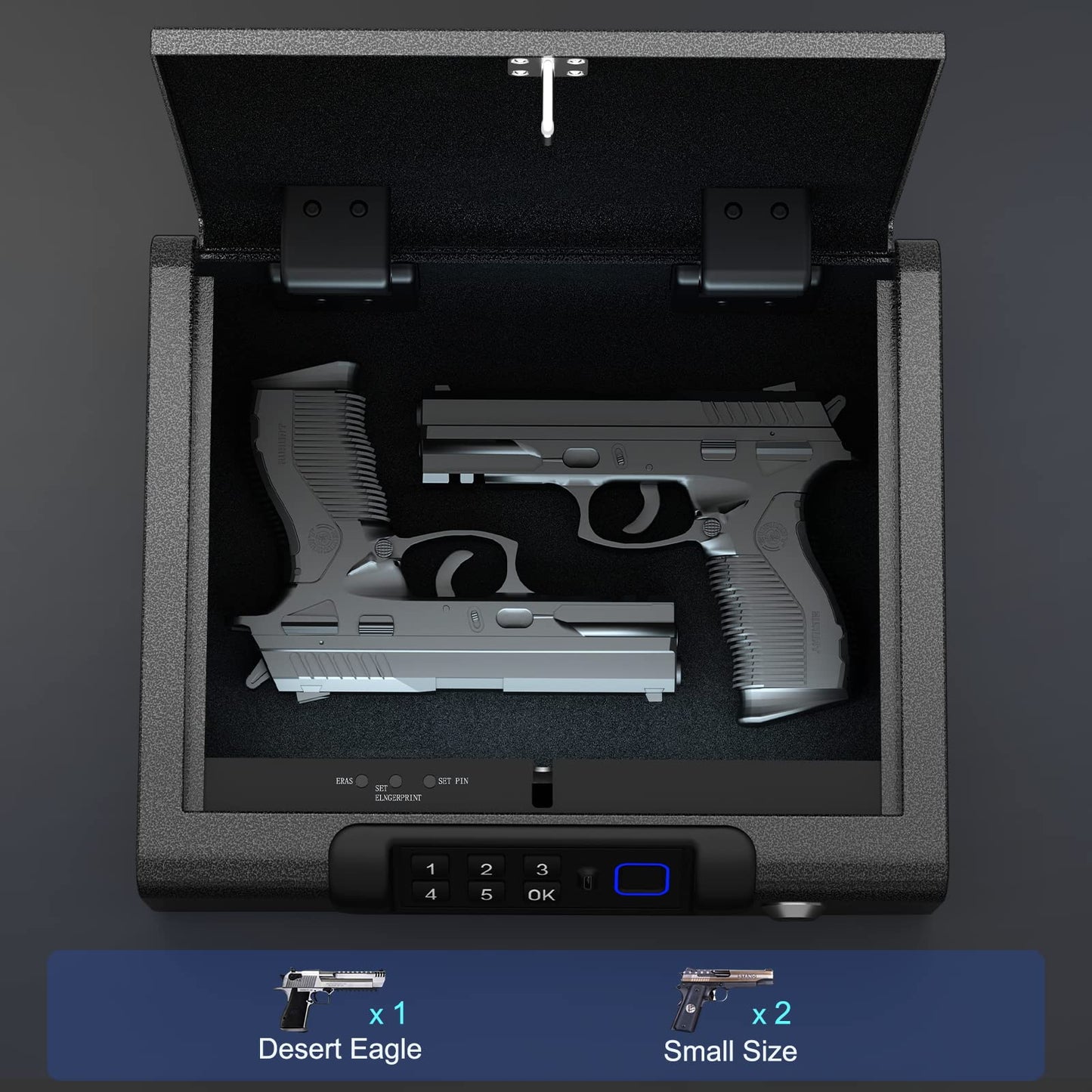 Biometric Handgun Safe with Digital PIN Unlock
