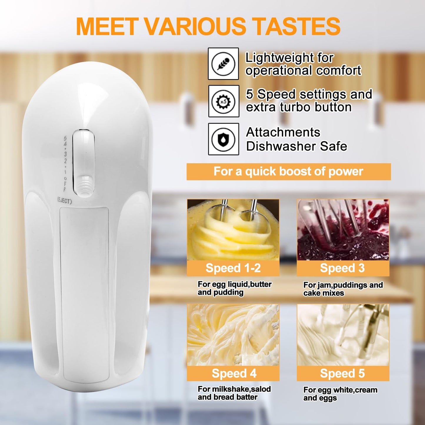 WEPSEN 5-Speed Hand Mixer with Mixing Bowls Set