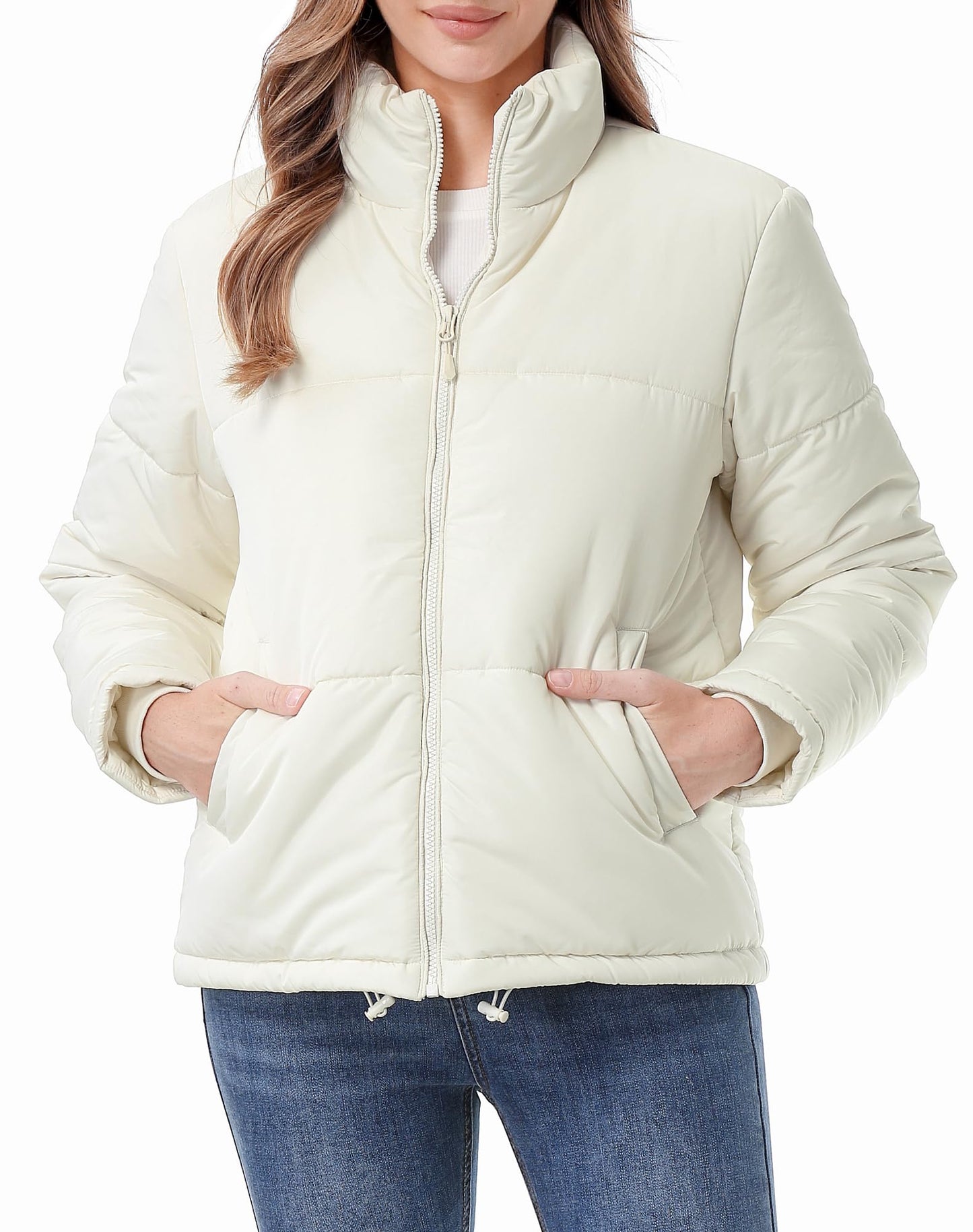 TDYPCI Women's Warm Winter Coat Waterproof Puffer Jacket Full-Zip Lightweight Winter Jacket