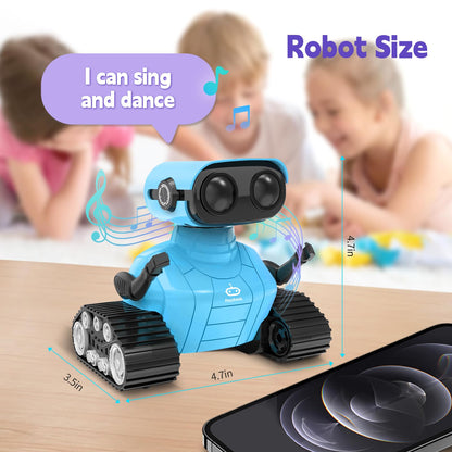 Playsheek Robot Toys Remote Control Robot Toy Rechargeable Emo Robot with Auto-Demonstration Kids Robot RC Robot for Kids Smart Robot Gift for Children Age 3 Years and Up Blue