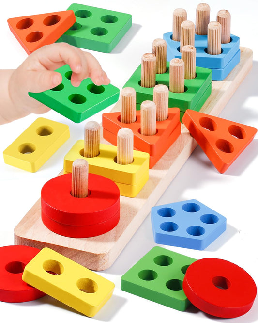 Montessori Wooden Sensory Toys for Toddlers 1-3