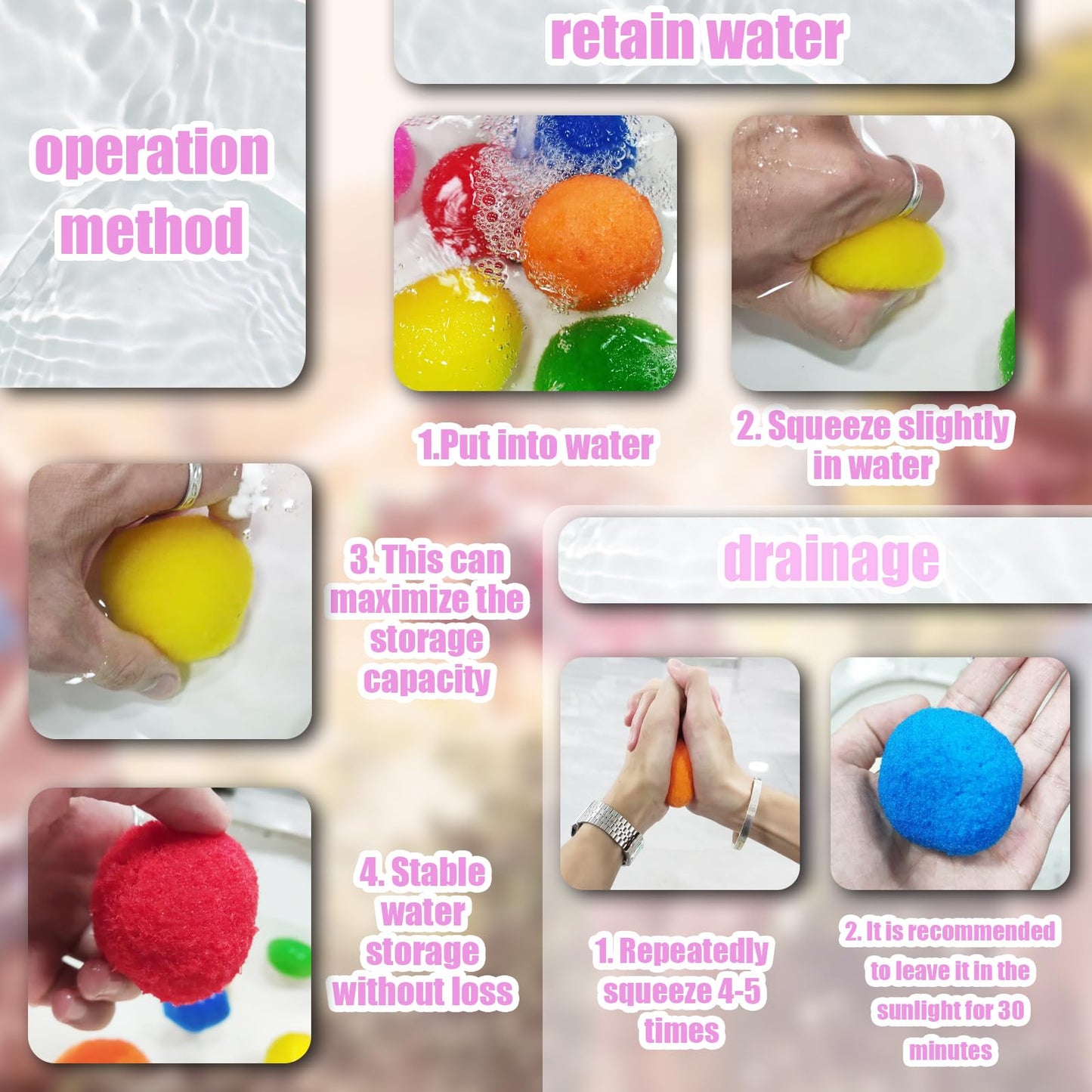 60 PCS Reusable Water Soaker Balls for Summer Fun