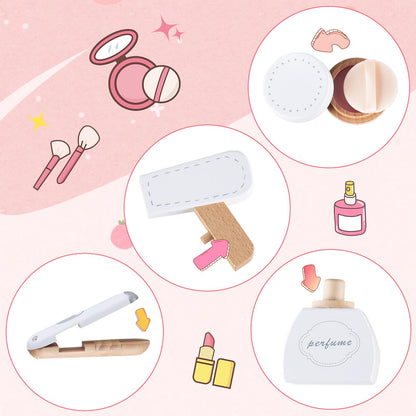 Wooden Makeup Toy Set for Toddler Girls