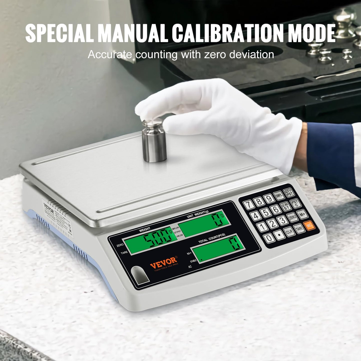 VEVOR Industrial Counting Scale, Digital Scale for Parts and Coins, Electronic Gram Scale Inventory Piece Counting Scale Kitchen Jewelry Counting Scale with 3 LCD Screens 30 kg x 1 g, g/kg/lb Units