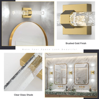 Aipsun Gold Bathroom Vanity Light Fixtures Modern Bathroom Light Fixtures LED Vanity Light for Bathroom Wall Light Fixtures 6000K