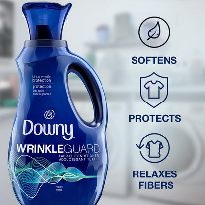 2 Pack Downy WrinkleGuard Fabric Softener, Fresh, 96 Loads Total.