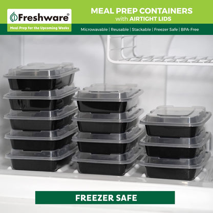 Freshware Meal Prep Containers [50 Pack] 1 Compartment Food Storage Containers with Lids, Bento Box, BPA Free, Stackable, Microwave/Dishwasher/Freezer Safe (16 oz)