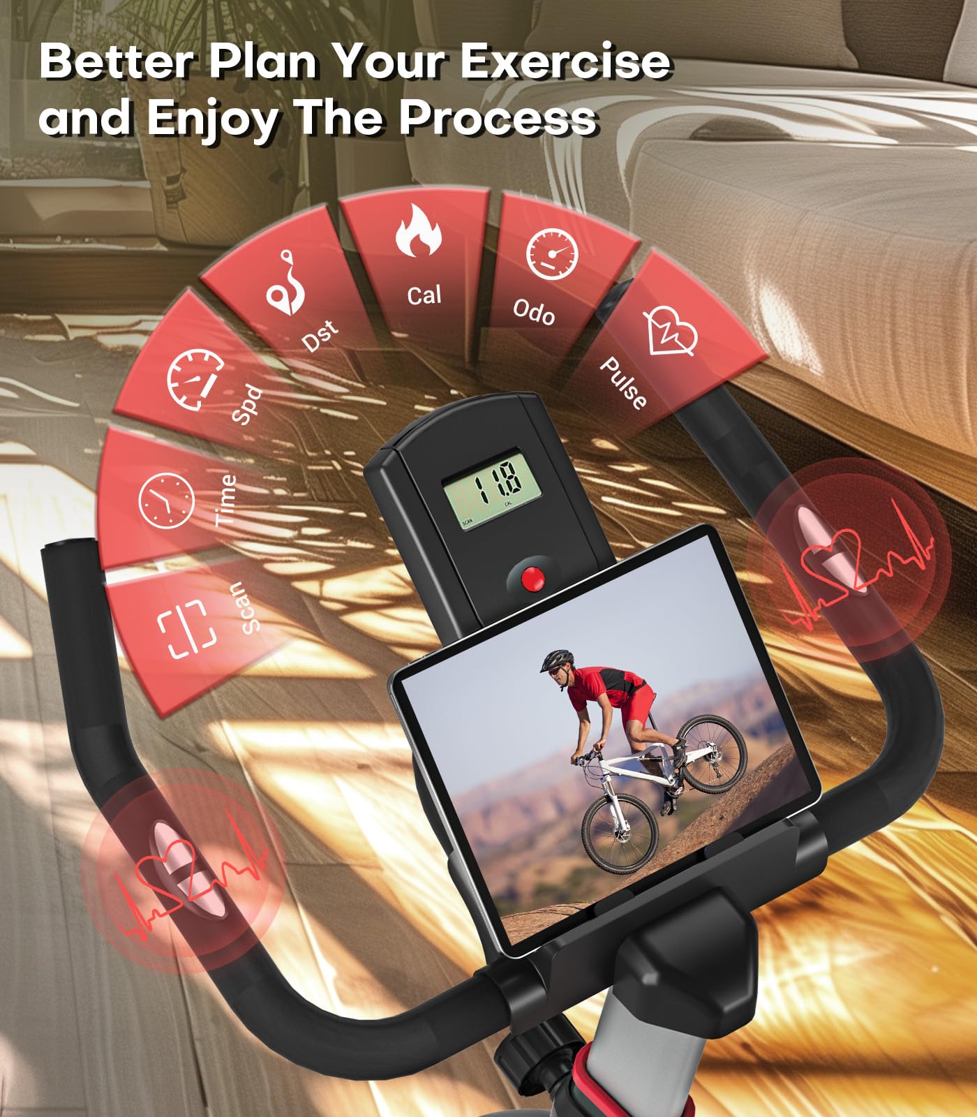 Exercise Bike, DMASUN Classic Brake Pad Stationary Bike for Home with 300 LBS Capacity, Indoor Bike with Comfortable Seat Cushion, Digital Display with Pulse