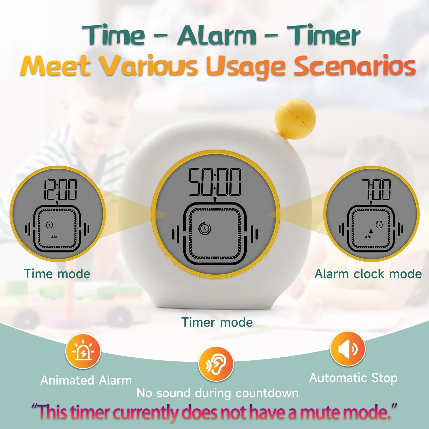 VEWINGL Visual Timer with Clock and Alarm