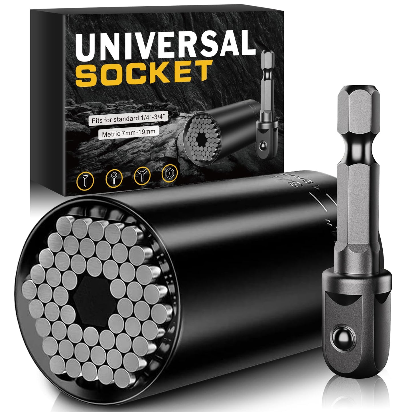 Stocking Stuffers for Men Adults,Super Universal Socket Tools Gifts for Men,Mens Christmas Gifts,Cool Stuff Gadgets for Men Dad Husband Boyfriend Him,Tools Socket Set with Power Drill Adapter(7-19 MM)