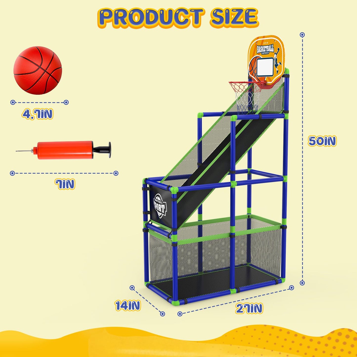 EagleStone Toddler Arcade Basketball Hoop Game Indoor, Ajustable Height Indoor Basketball Hoop with Storage Design for Kids,Perfect Sports & Outdoor Play Toys for Kids Age 3-4 5-4 4-8