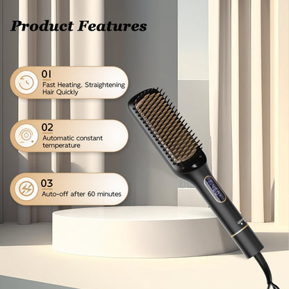 Nicebay Hair Straightener Brush with LED Display