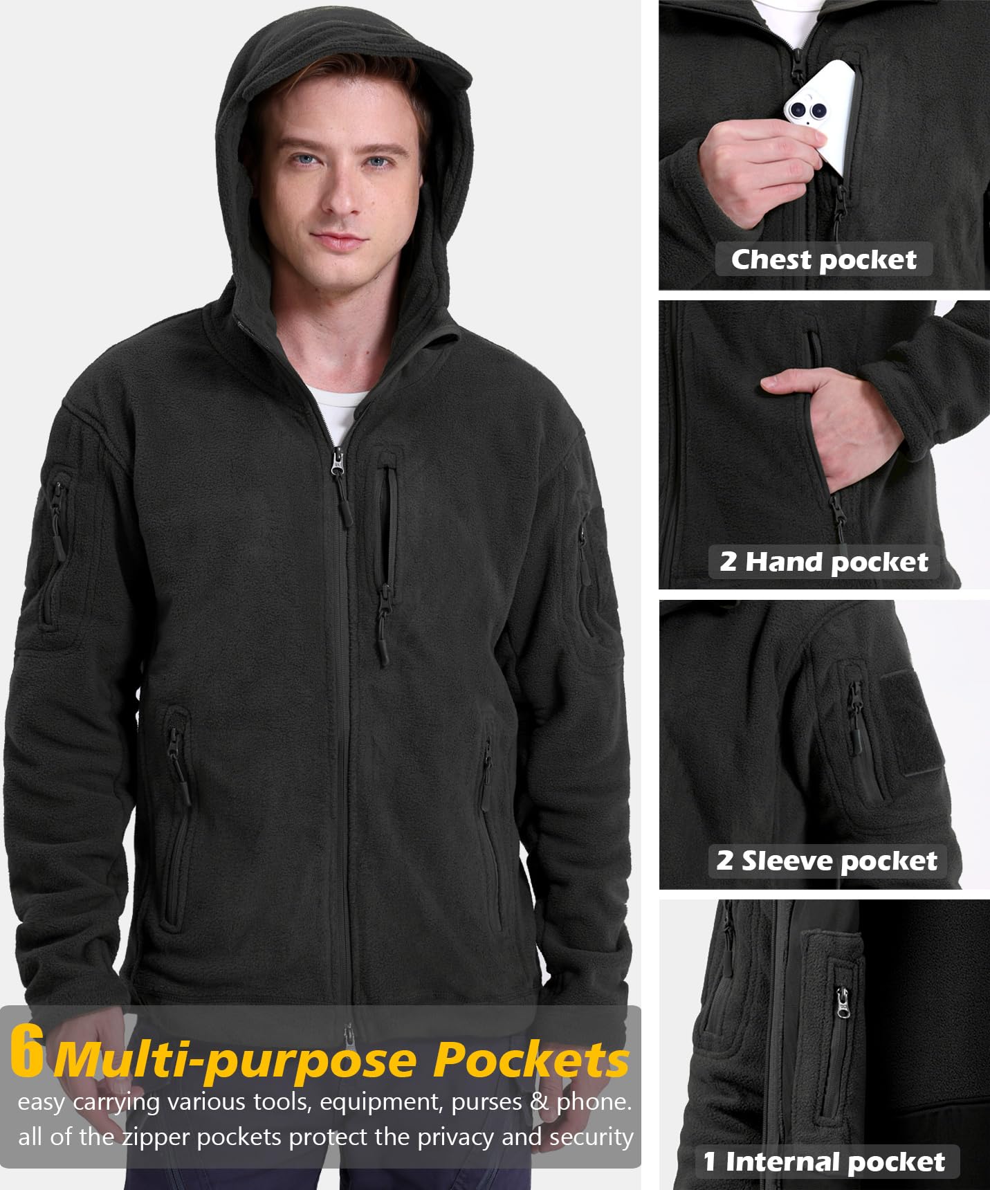 Men's Hooded Fleece Tactical Jacket