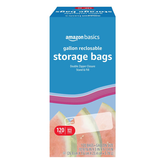 Amazon Basics Gallon Food Storage Bags, 120 Count