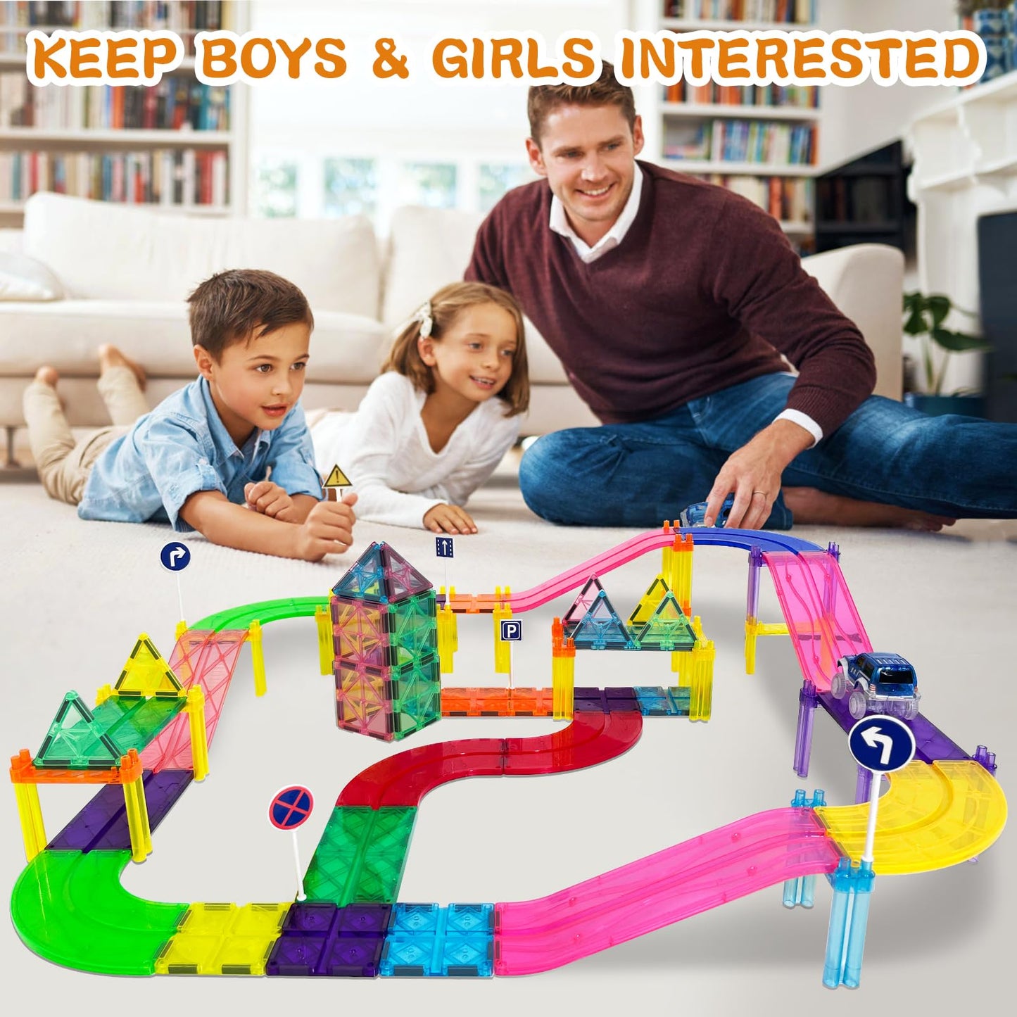 Magnetic Race Track Building Toy for Kids