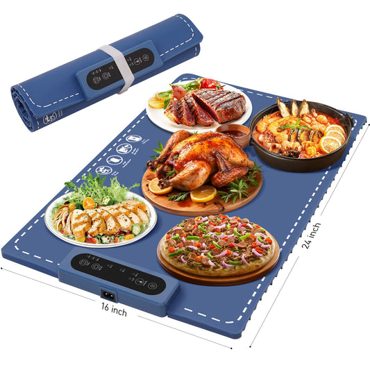 Electric Food Warming Mat, Portable Silicone 24x16"