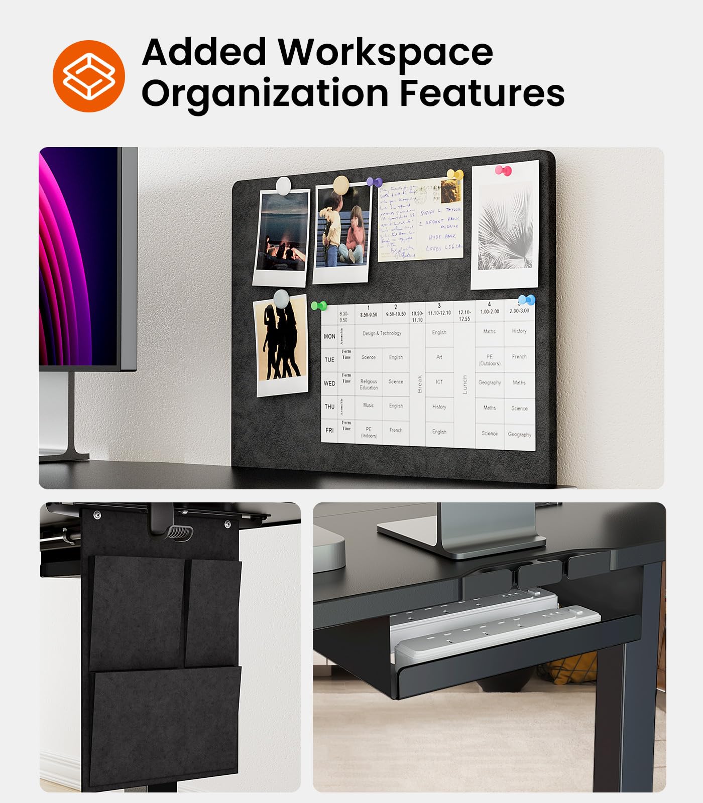 ErGear Electric Adjustable Height Standing Desk with Storage Bag,48 x 24 Inches Sit Stand Desk, Memory Computer Home Office Desk with Cable Management Tray,DIY Bulletin Board (Black)