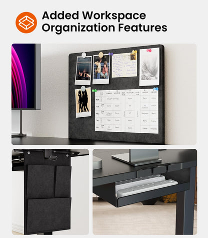 ErGear Electric Adjustable Height Standing Desk with Storage Bag,48 x 24 Inches Sit Stand Desk, Memory Computer Home Office Desk with Cable Management Tray,DIY Bulletin Board (Black)