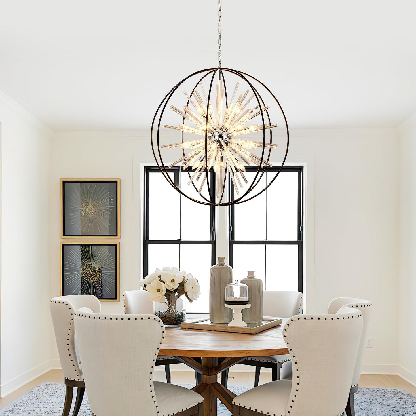 35" 20-Light Modern Chandelier for High Ceilings
