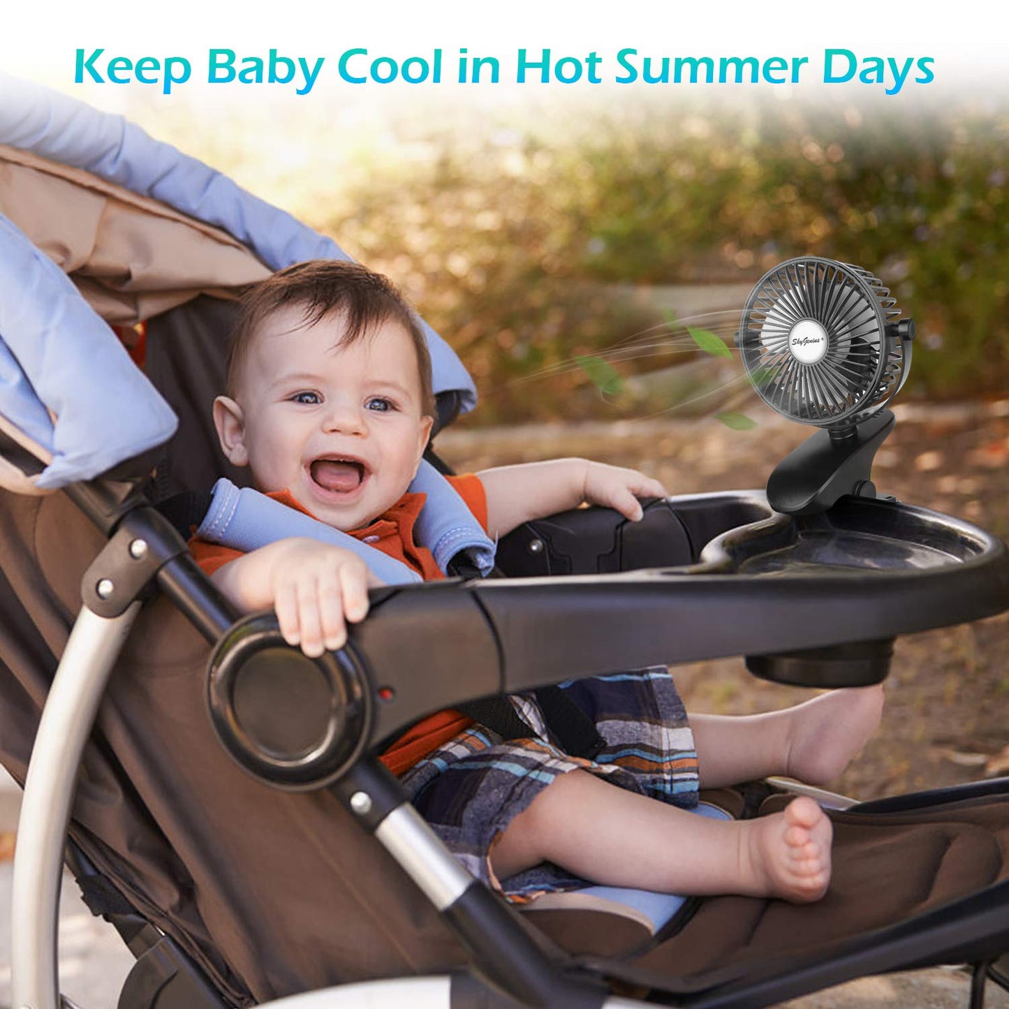 SkyGenius Rechargeable Clip-On Stroller Fan