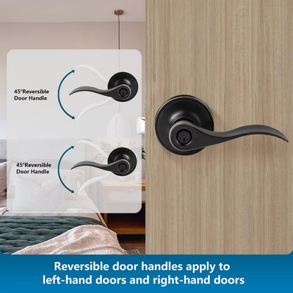 Leydebong 1 Pack Door Locks, Interior Door Knobs, Keyless Privacy Door Handles for Bathroom/Bedroom, Oil Rubbed Bronze Door Knob with Lock