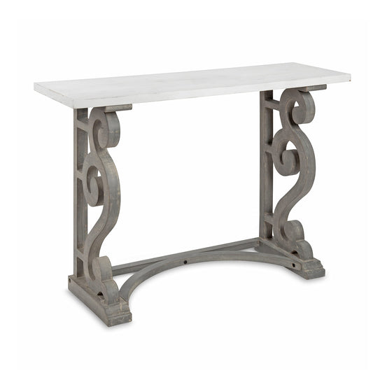 Kate and Laurel Wyldwood Solid Wood Farmhouse Console Table, Distressed White and Rustic Gray